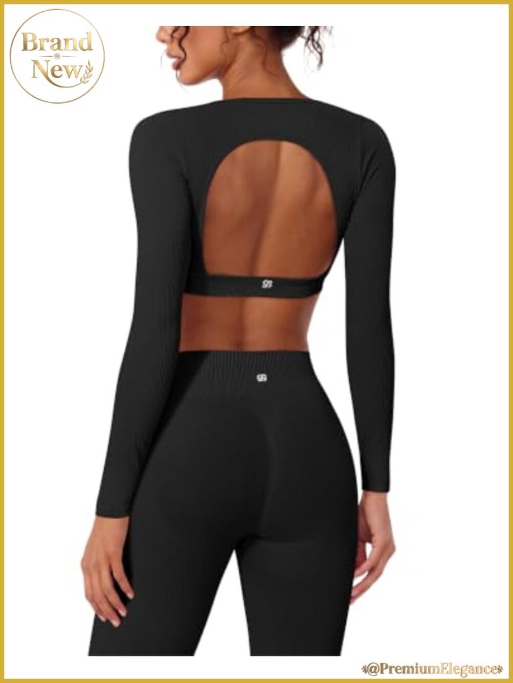 Seamless Two Piece Workout Set Open Back Crop Top Butt Lifting Leggings Gym